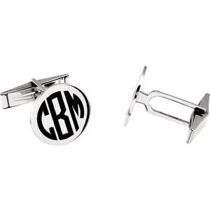 14K White Engravable Cuff Links