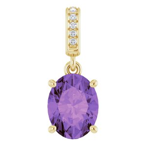 14K Yellow Natural Amethyst & .03 CTW Natural Diamond Pendant