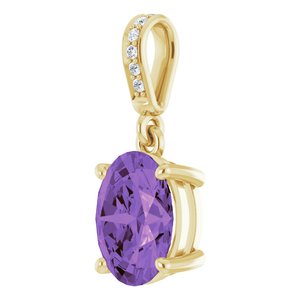 14K Yellow Natural Amethyst & .03 CTW Natural Diamond Pendant