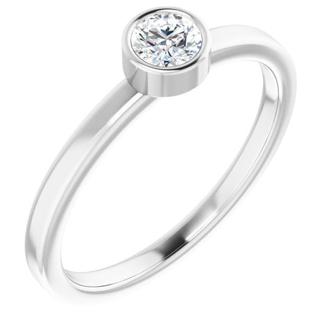 14K White Gold 1/4 CT Bezel-Set Diamond Ring