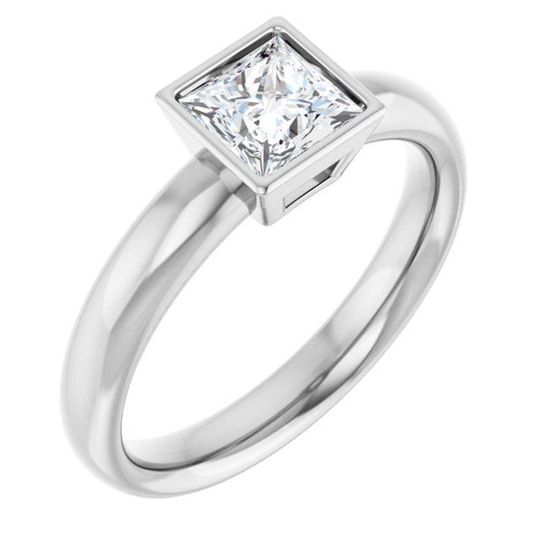 Sleek Bezel Solitaire Princess Cut Engagement Ring - Moijey Fine Jewelry and Diamonds