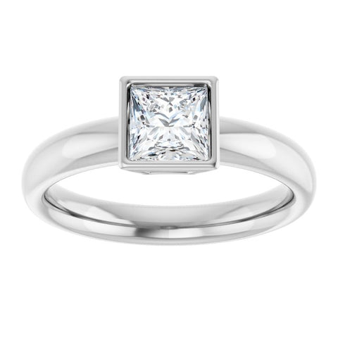 Sleek Bezel Solitaire Princess Cut Engagement Ring - Moijey Fine Jewelry and Diamonds