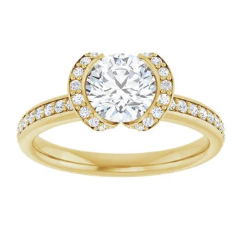 14K Bezel Halo Engagement Ring