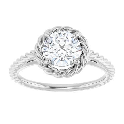 14K White 6.5mm Round Ring Mounting