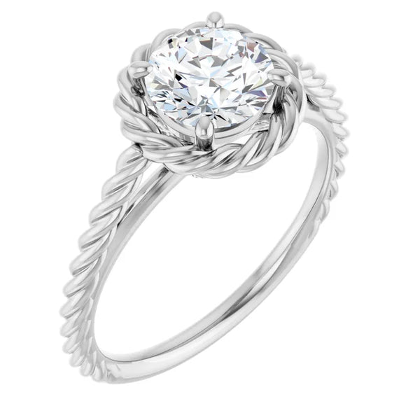 14K White 6.5mm Round Ring Mounting