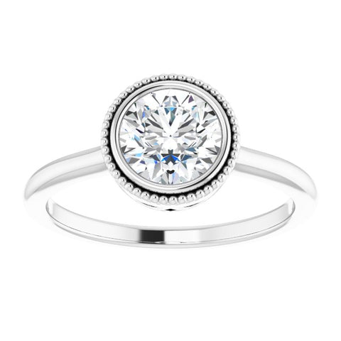 Milgrain Bezel Round Engagement Ring Mounting - Moijey Fine Jewelry and Diamonds