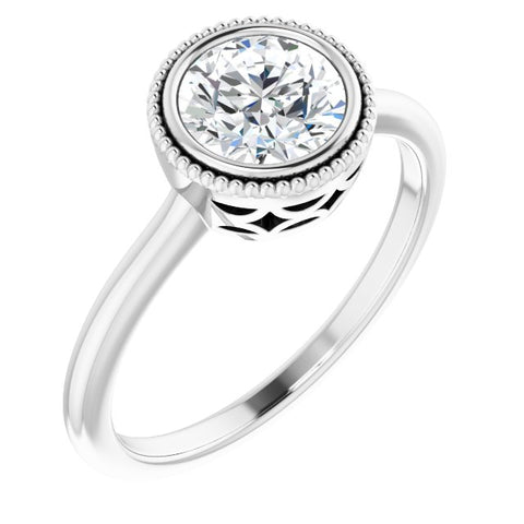 Milgrain Bezel Round Engagement Ring Mounting - Moijey Fine Jewelry and Diamonds