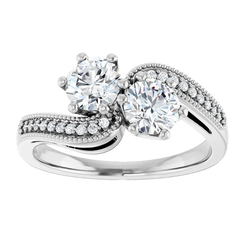 5.2 mm Round Two-Stone Engagement Ring Mounting