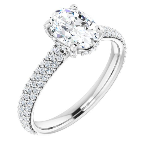 Pave Accented Oval Engagement Ring Setting - Moijey Fine Jewelry and Diamonds