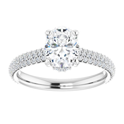 Pave Accented Oval Engagement Ring Setting - Moijey Fine Jewelry and Diamonds