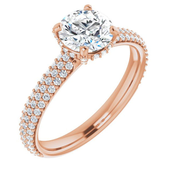 Pave Accented Round Engagement Ring Setting - Moijey Fine Jewelry and Diamonds