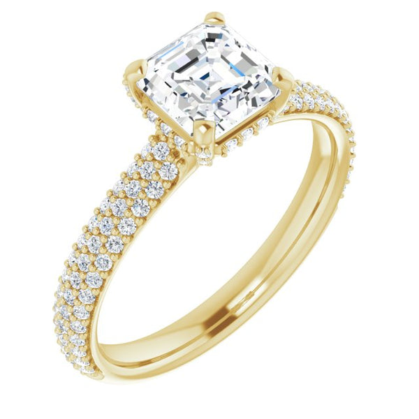 Pave Accented Asscher-Cut Engagement Ring Setting - Moijey Fine Jewelry and Diamonds