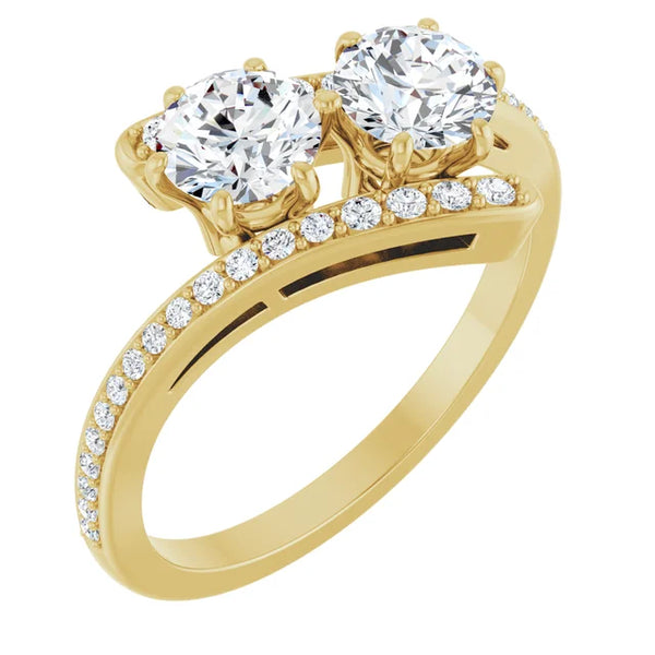 5.2 mm Round Two-Stone Accented Engagement Ring Mounting