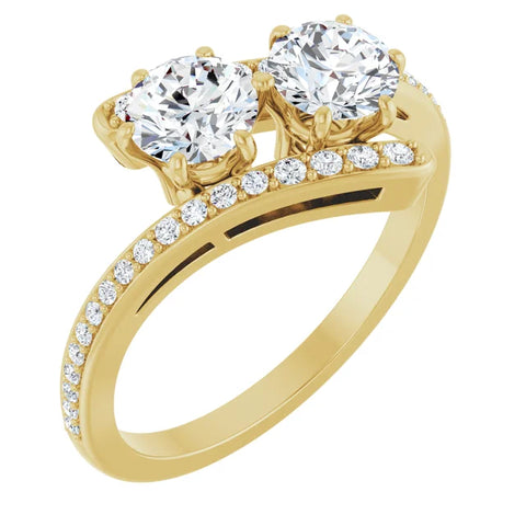 5.2 mm Round Two-Stone Accented Engagement Ring Mounting