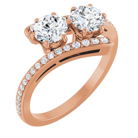 5.2 mm Round Two-Stone Accented Engagement Ring Mounting