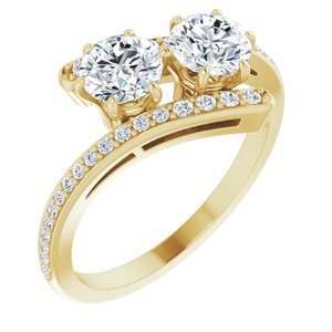 5.2 mm Round Two-Stone Accented Engagement Ring Mounting