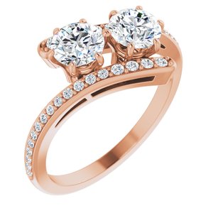 5.2 mm Round Two-Stone Accented Engagement Ring Mounting