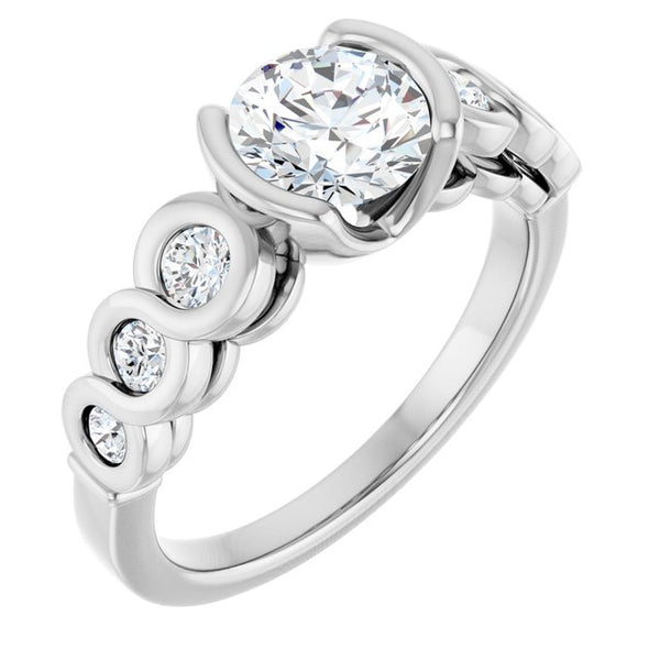 Platinum 6.5 mm Bezel Round Engagement Ring - Moijey Fine Jewelry and Diamonds