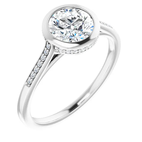 Bezel Round Set Accented Halo engagement ring