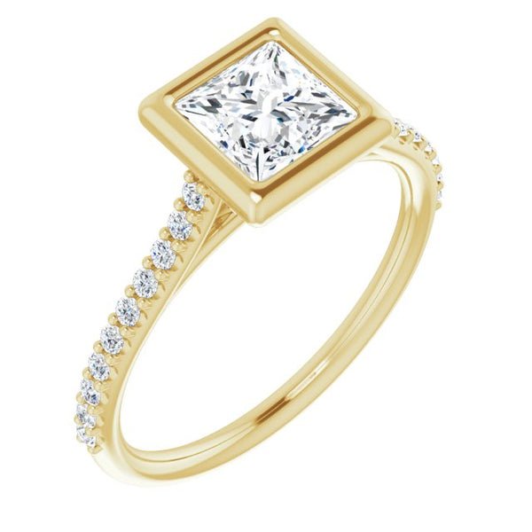 14K Yellow 5.5x5.5mm Square 1/6 CTW Diamond Semi-Set Engagement Ring - Moijey Fine Jewelry and Diamonds