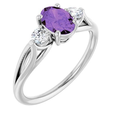 14K White Amethyst & 1/5 CTW Diamond Ring - Moijey Fine Jewelry and Diamonds