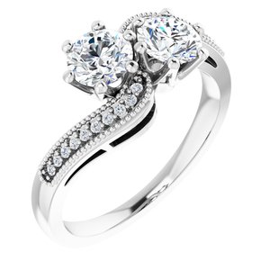 5.2 mm Round Two-Stone Engagement Ring Mounting