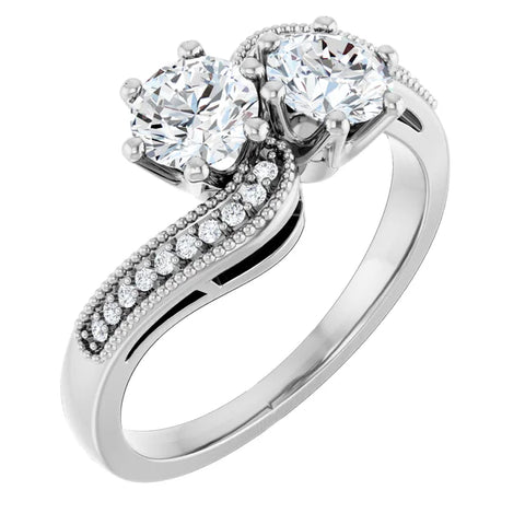5.2 mm Round Two-Stone Engagement Ring Mounting