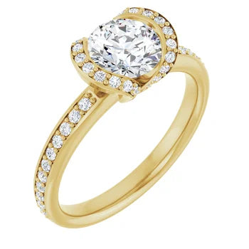 14K Bezel Halo Engagement Ring