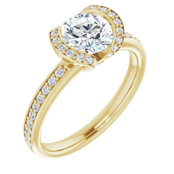 14k Bezel Halo Engagement Ring - Moijey Fine Jewelry and Diamonds