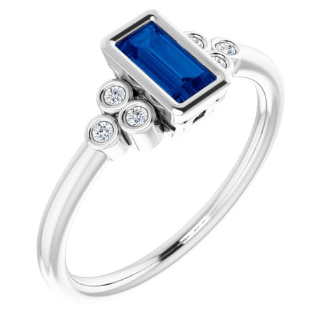 Sapphire Baguette and Diamond Engagement Ring - Moijey Fine Jewelry and Diamonds