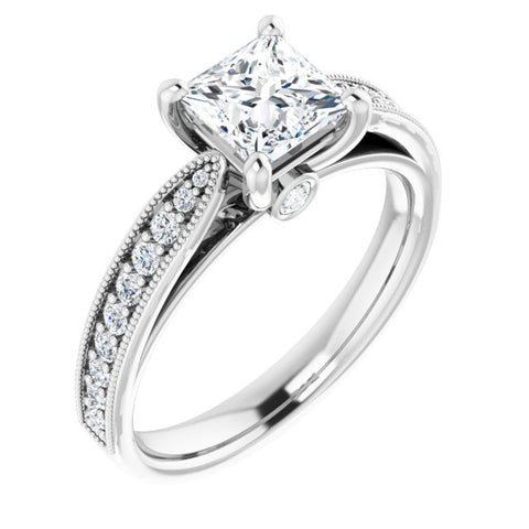 Princess-Cut Vintage Semi-Set Engagement Ring Setting