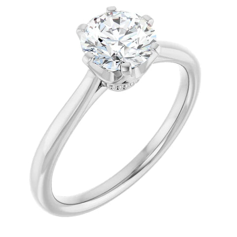 6.5 mm Crown Solitaire Round Engagement Ring Mounting