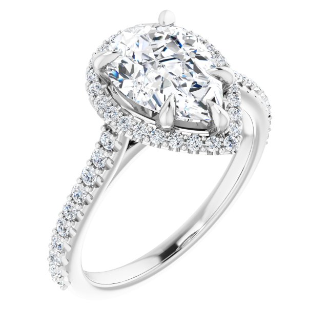 Sweet Pear Platinum Diamond Engagement Ring