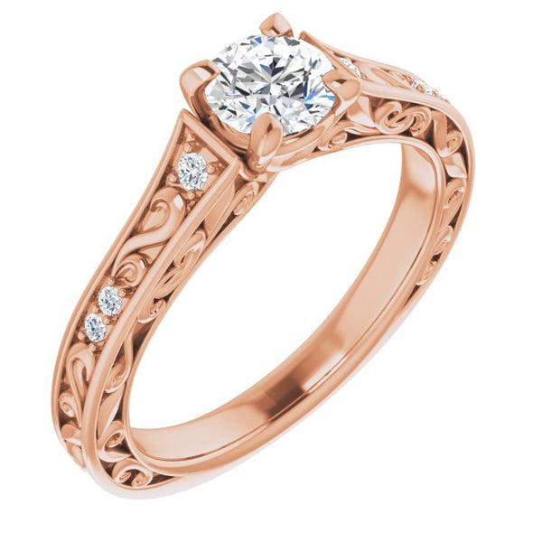 Round Vintage-Inspired Semi-Set Engagement Ring Setting