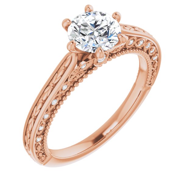 Vintage-Inspired Round Semi-Set Engagement Ring Setting