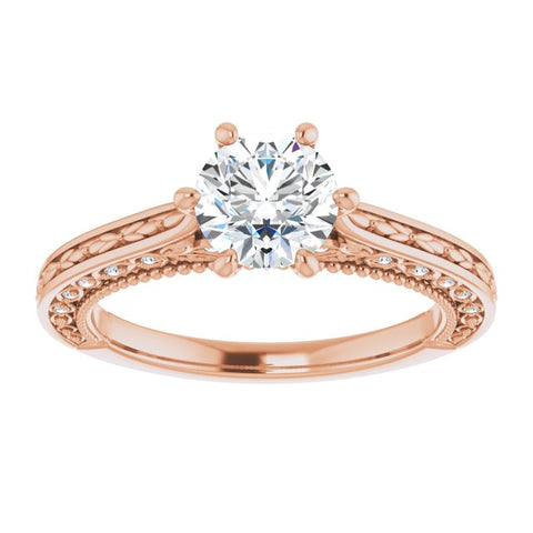 Vintage-Inspired Round Semi-Set Engagement Ring Setting