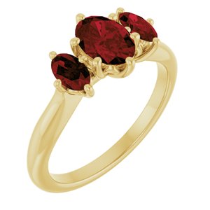 14K Yellow 7x5 mm Oval Natural Mozambique Garnet Ring