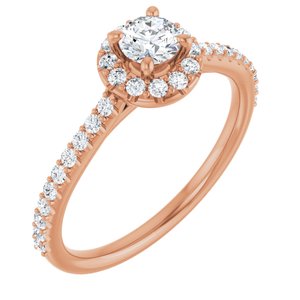 Accented Halo Round Engagement Ring Mounting