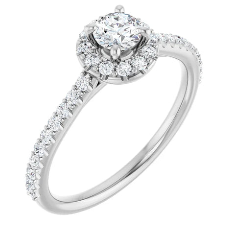 Accented Halo Round Engagement Ring Mounting