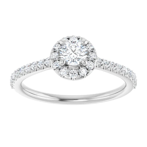 Accented Halo Round Engagement Ring Mounting