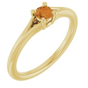 Natural Citrine Youth Solitaire Ring