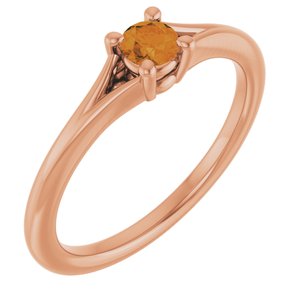 Natural Citrine Youth Solitaire Ring