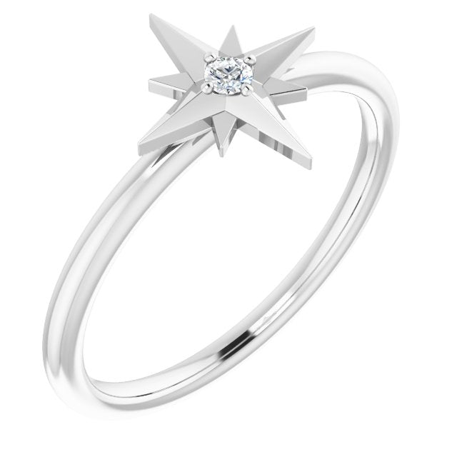 .03 CT Diamond Solitaire Star Ring