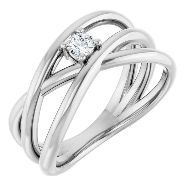 14K White Gold 1/8 CT Diamond Negative Space Solitaire Ring