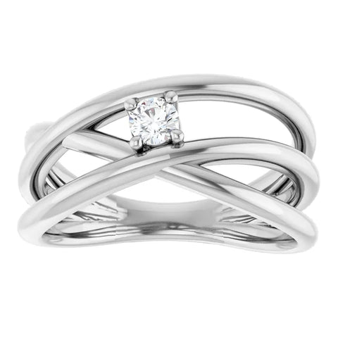 14K White Gold 1/8 CT Diamond Negative Space Solitaire Ring