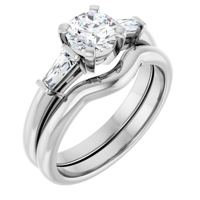 14K 6x6 mm hearted three stone engagement ring