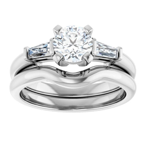 14k 6x6 mm hearted three stone engagement ring - Moijey Fine Jewelry and Diamonds