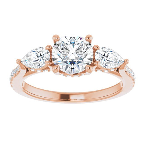 Three-Stone French-Set Engagement Ring Setting - Moijey Fine Jewelry and Diamonds