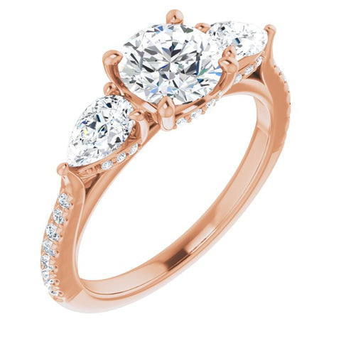 Three-Stone French-Set Engagement Ring Setting - Moijey Fine Jewelry and Diamonds