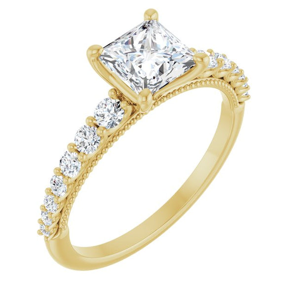 14K Yellow 5.5mm Square 1/3 CTW Diamond Semi-Set Engagement Ring - Moijey Fine Jewelry and Diamonds